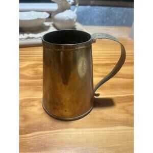 Vtg Brass Fire Starter Tankard Smudge Pot No Wand or Lid 5.75" tall Cut Out